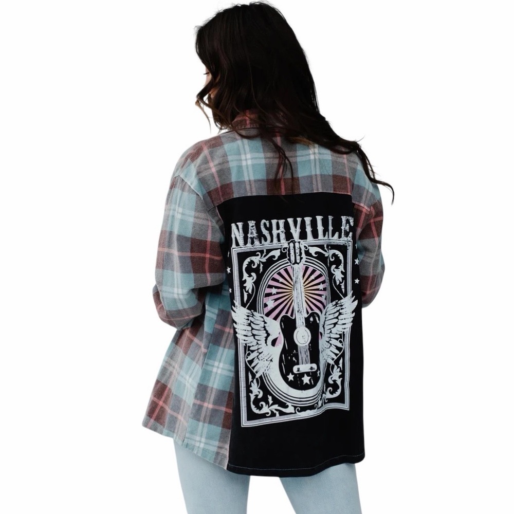 ALTAR'D STATE Plaid Long Sleeve Nashville Patch Button Down Shirt XS - Picture 15 of 16